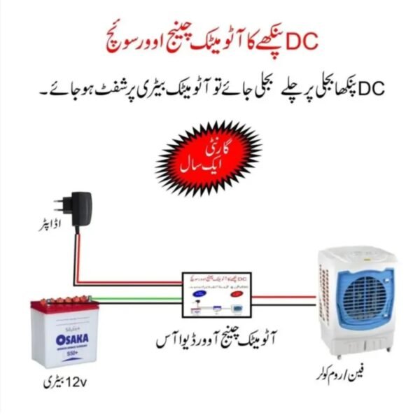 12V DC Changeover Switch – 10A, 20A, 30A, 40A & 50A me available. Room Cooler, DC Fan, Pedestal Fan aur har type DC Appliances ke liye best automatic changeover solution.