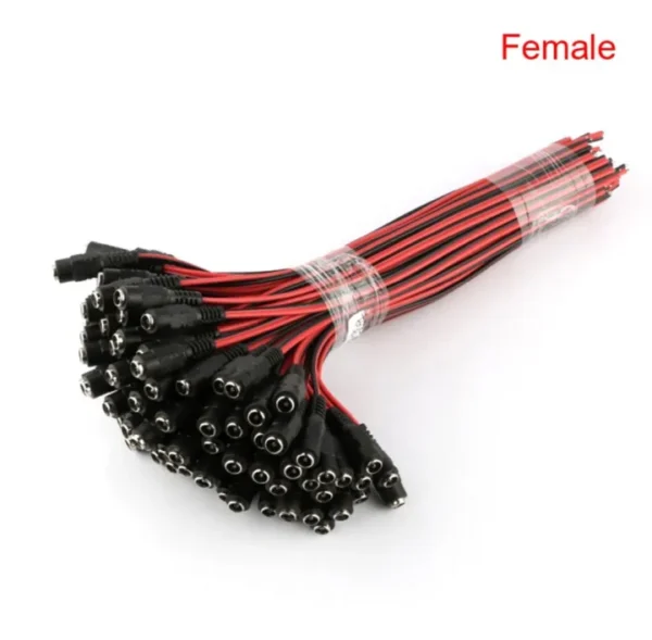 100 Pcs ( Wholesale ) Female Socket with Cable for CCTV Power Adaptor Socket Connector DC 12V 2.1x5.5mm DC connection Jack , DC Female Connector With Wire