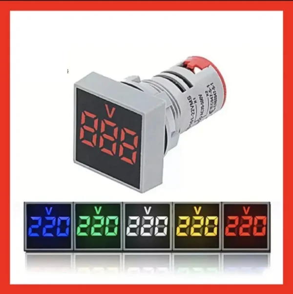 220V LED Indicator Light | Square Digital AC 60-500V Voltmeter | Digital Panel Volt Meter