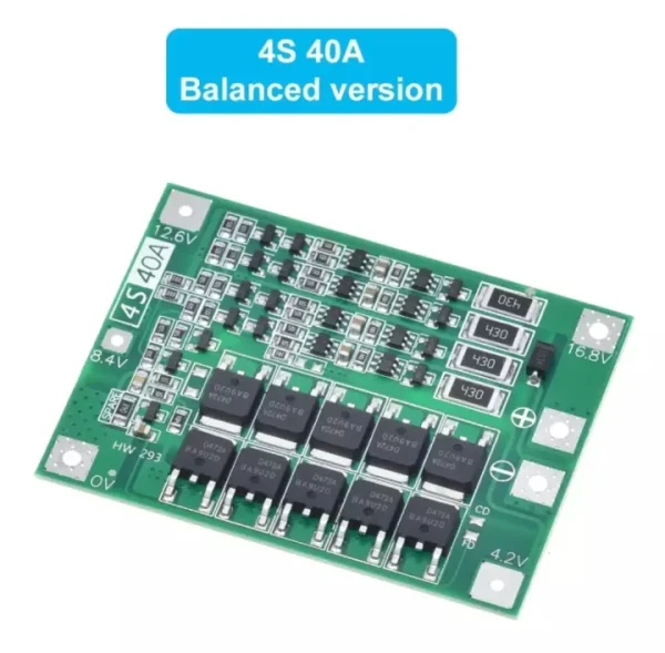 4S 40A BMS Balanced Version – Lithium-ion Battery Management System with Cell Balancing (14.8V / 16.8V)