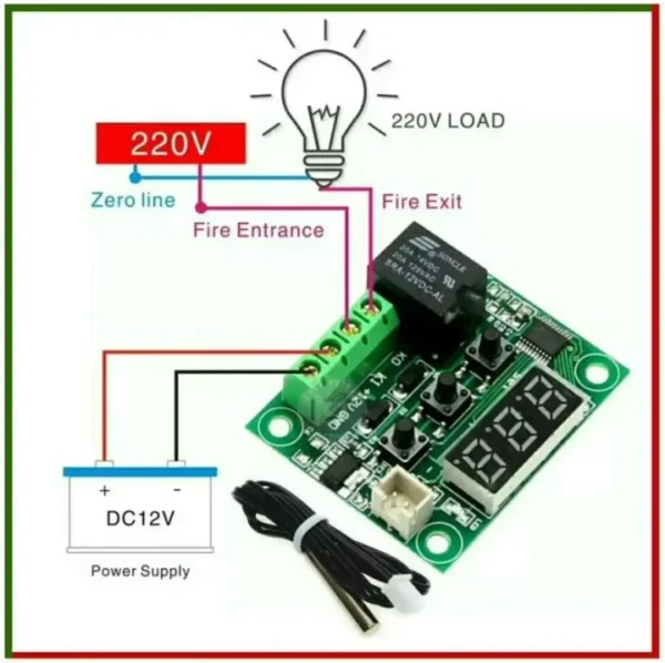 W1209 Temperature Controller – 12V DC Digital Thermostat Module for Incubator & DIY Projects