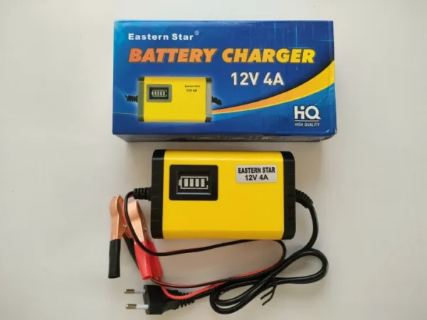 12V 4A Automatic Smart Battery Charger – Lithium, Gel, Dry & LiFePO4 Compatible | Digital Universal Car & Bike Charger
