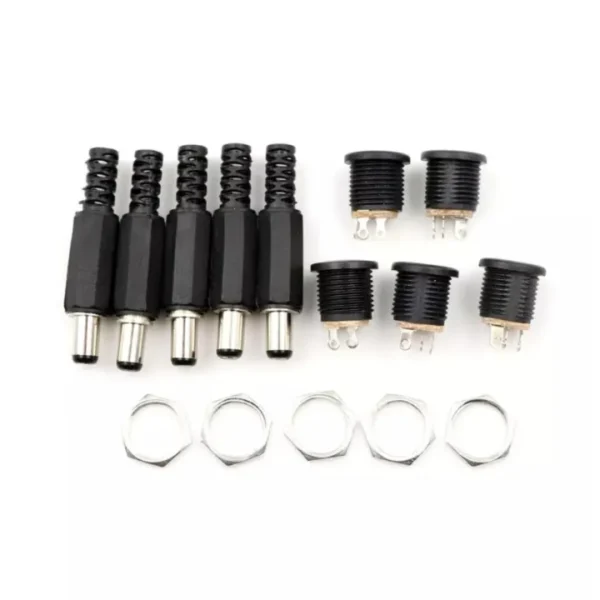 10 PCS DC 12V 3A Power Connector Set | 5 Male Plugs + 5 Female Panel Mount Sockets