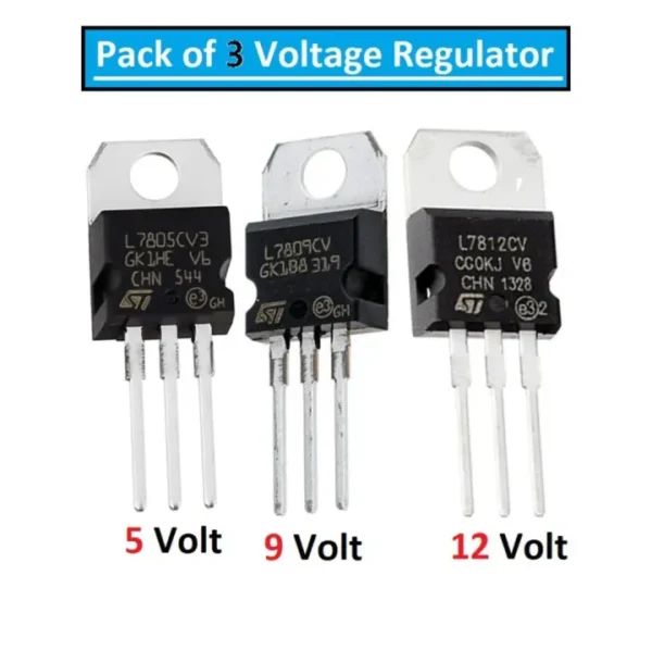 LM7812 LM7809 LM7805 Voltage Regulator IC Pack of 3 – 5V 9V 12V DC Power Supply Regulators