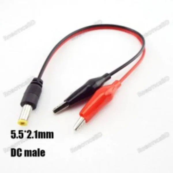 DC Male Plug Socket with Crocodile Clip – 12V Coaxial Power Connector Test Lead Cable for DIY & Power Testing
