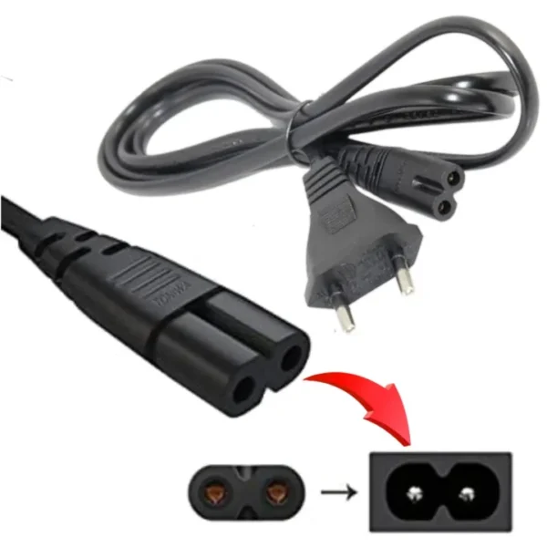 High Quality 2 Pin Power Supply Cable – Adapter Connecting Cord for Power Adapter & Electronics Devices