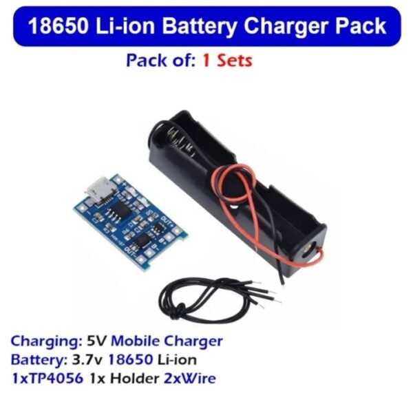 TP4056 Charging Module + 18650 Battery Cell Holder | DIY Lithium Battery Charger Bundle Kit