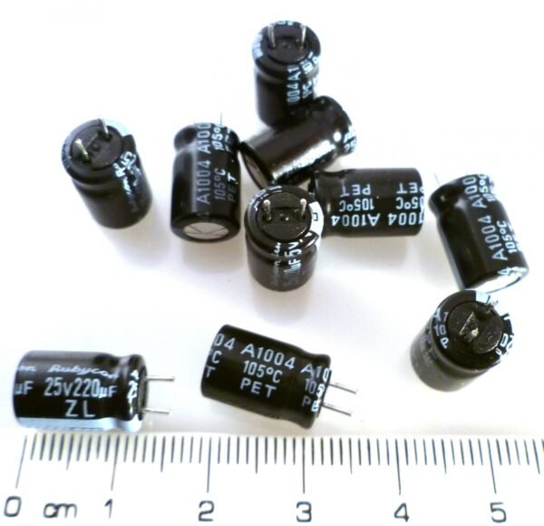 25V 220uF Capacitor – High Quality Electrolytic Capacitor for Power Supply & Electronic Projects