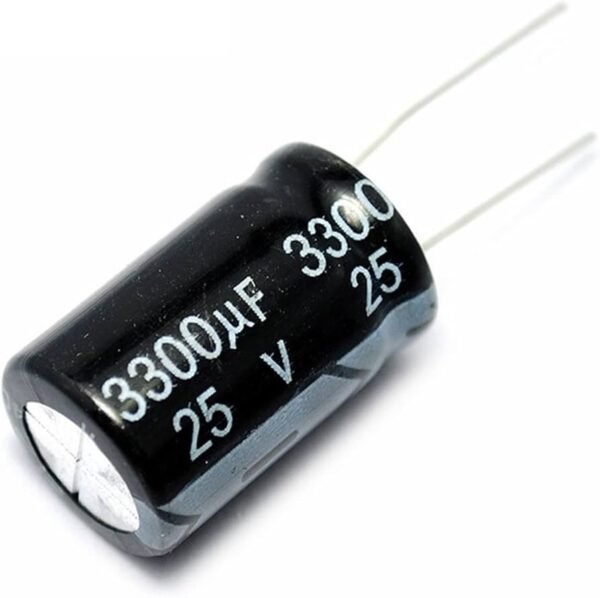 25V 3300uF Capacitor – High Quality Electrolytic Capacitor for Power Supply, Audio, and DIY Electronics Projects