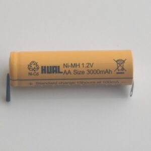 HUAL AA 1.2V 3000mAh Ni-MH Rechargeable Battery with Solder Tabs | High Capacity AA Rechargeable Cell